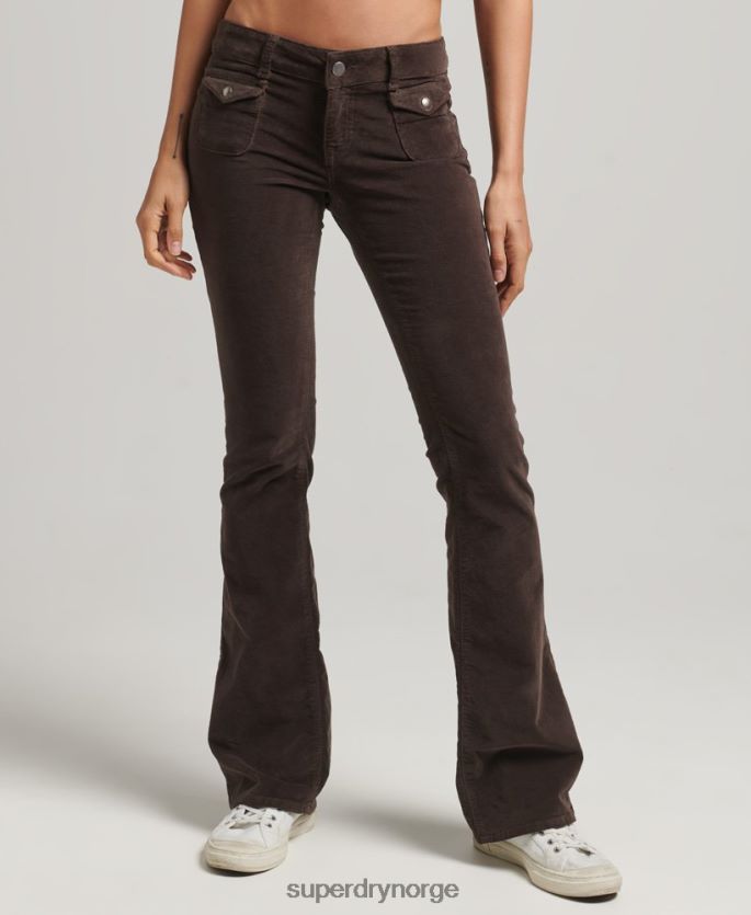 Superdry brun klær 86P46D2588 lav vekst fløyel flare jeans kvinner
