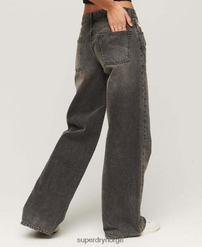 Superdry grå klær 86P46D3879 jeans med brede ben i økologisk bomull kvinner