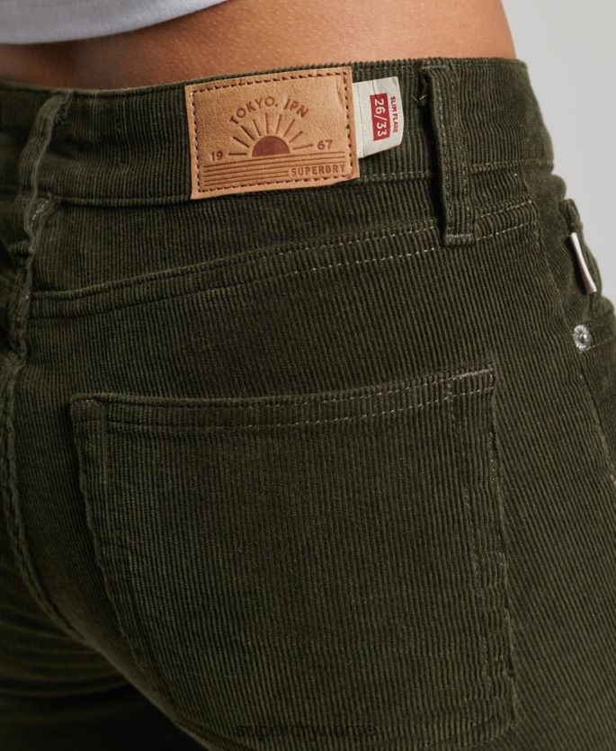 Superdry grønn klær 86P46D2580 middels høye jeans med slim cord kvinner