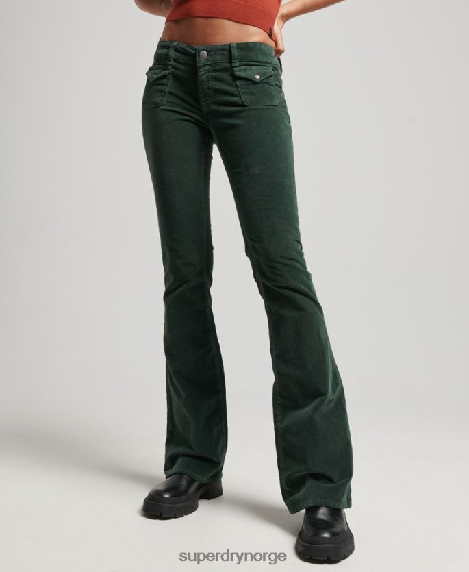 Superdry grønn klær 86P46D2597 lav vekst fløyel flare jeans kvinner