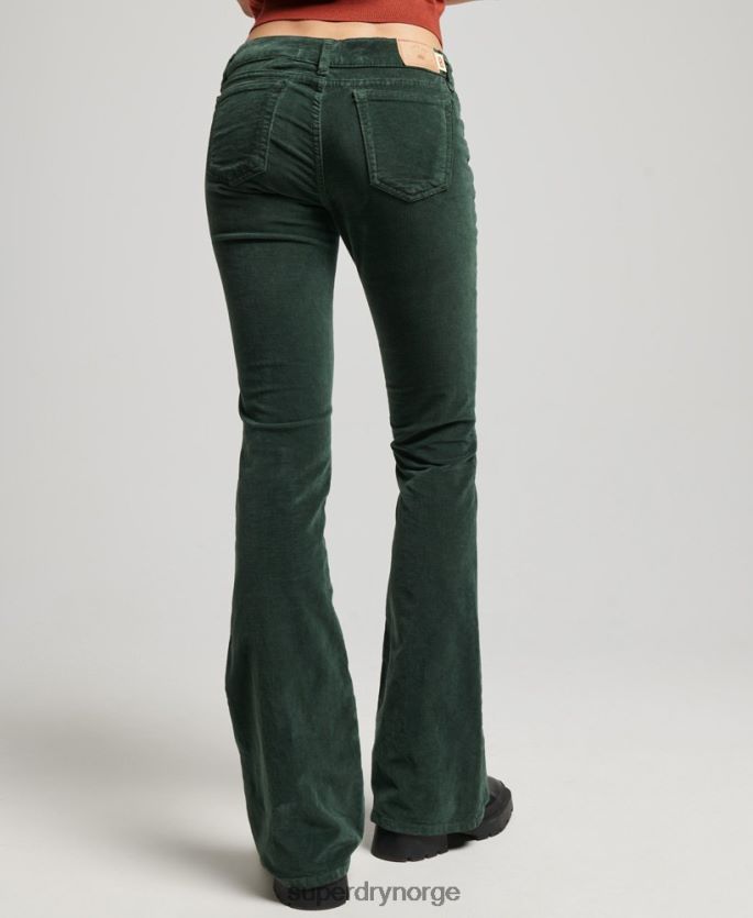 Superdry grønn klær 86P46D2597 lav vekst fløyel flare jeans kvinner