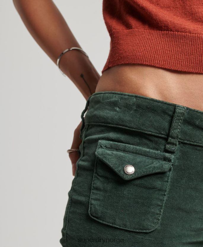 Superdry grønn klær 86P46D2597 lav vekst fløyel flare jeans kvinner