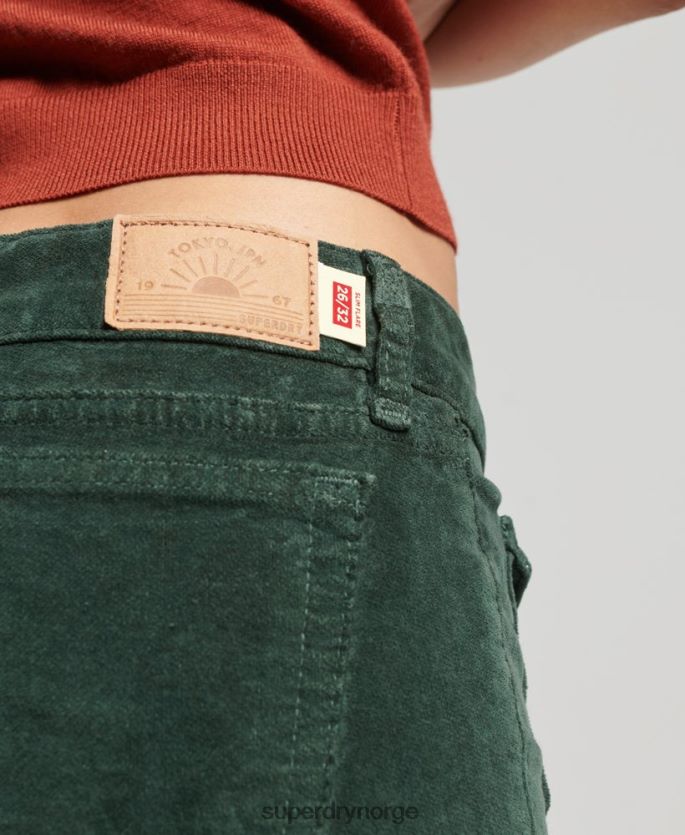 Superdry grønn klær 86P46D2597 lav vekst fløyel flare jeans kvinner