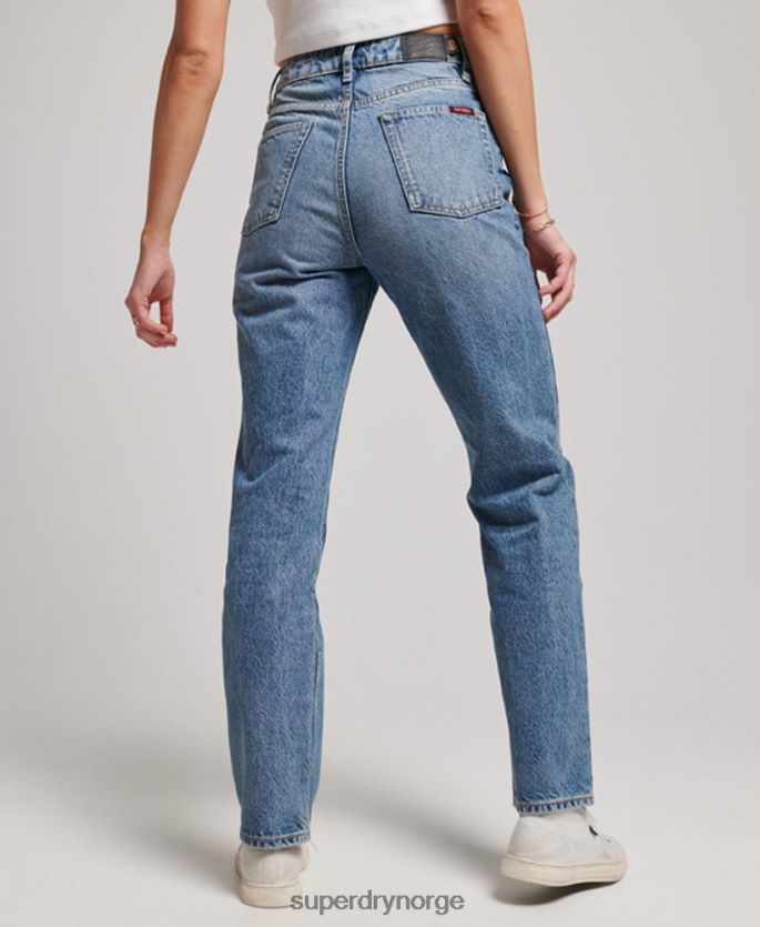 Superdry lyse blå klær 86P46D3869 rette jeans i økologisk bomull kvinner