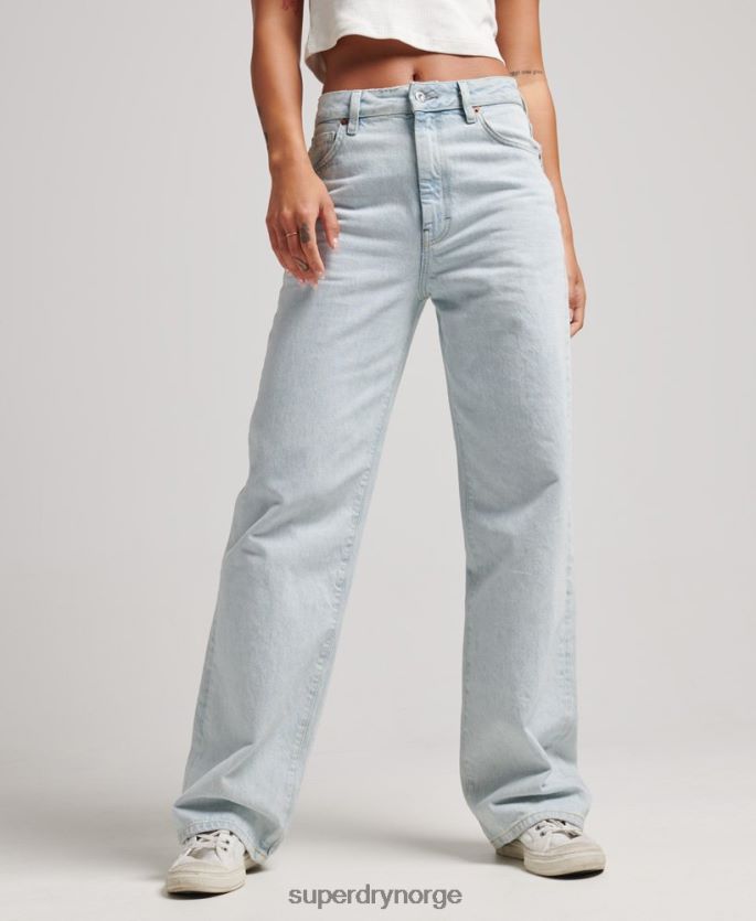 Superdry lyse blå klær 86P46D3871 jeans med brede ben i økologisk bomull kvinner