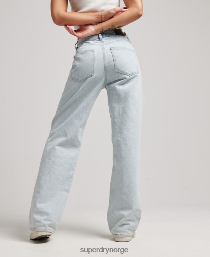 Superdry lyse blå klær 86P46D3871 jeans med brede ben i økologisk bomull kvinner