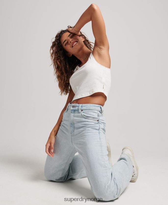Superdry lyse blå klær 86P46D3871 jeans med brede ben i økologisk bomull kvinner