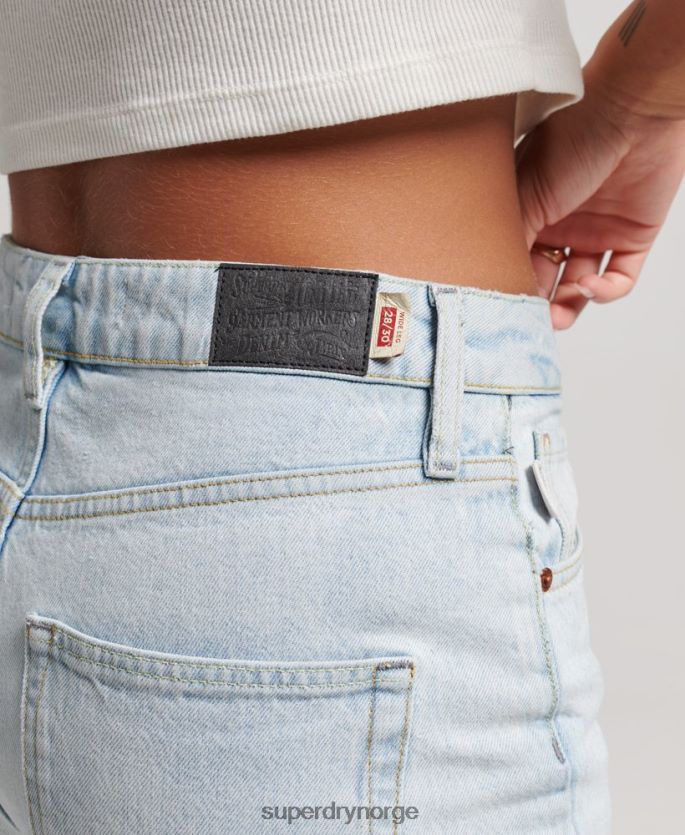 Superdry lyse blå klær 86P46D3871 jeans med brede ben i økologisk bomull kvinner