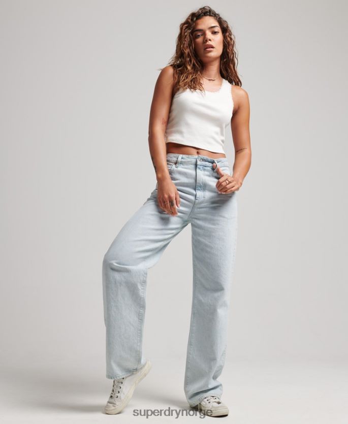 Superdry lyse blå klær 86P46D3871 jeans med brede ben i økologisk bomull kvinner