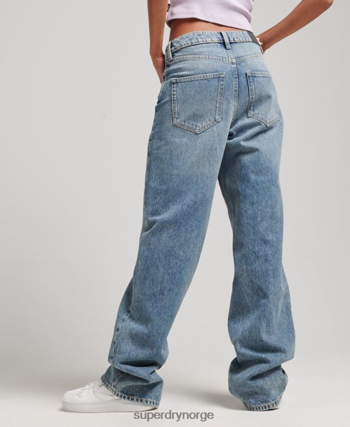 Superdry lyse blå klær 86P46D3884 jeans med brede ben i økologisk bomull kvinner