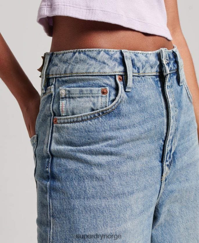 Superdry lyse blå klær 86P46D3884 jeans med brede ben i økologisk bomull kvinner