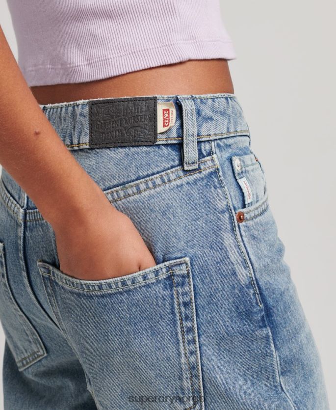 Superdry lyse blå klær 86P46D3884 jeans med brede ben i økologisk bomull kvinner