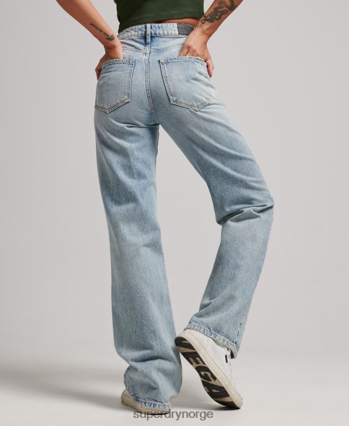 Superdry lyse blå klær 86P46D3888 jeans med brede ben i økologisk bomull kvinner
