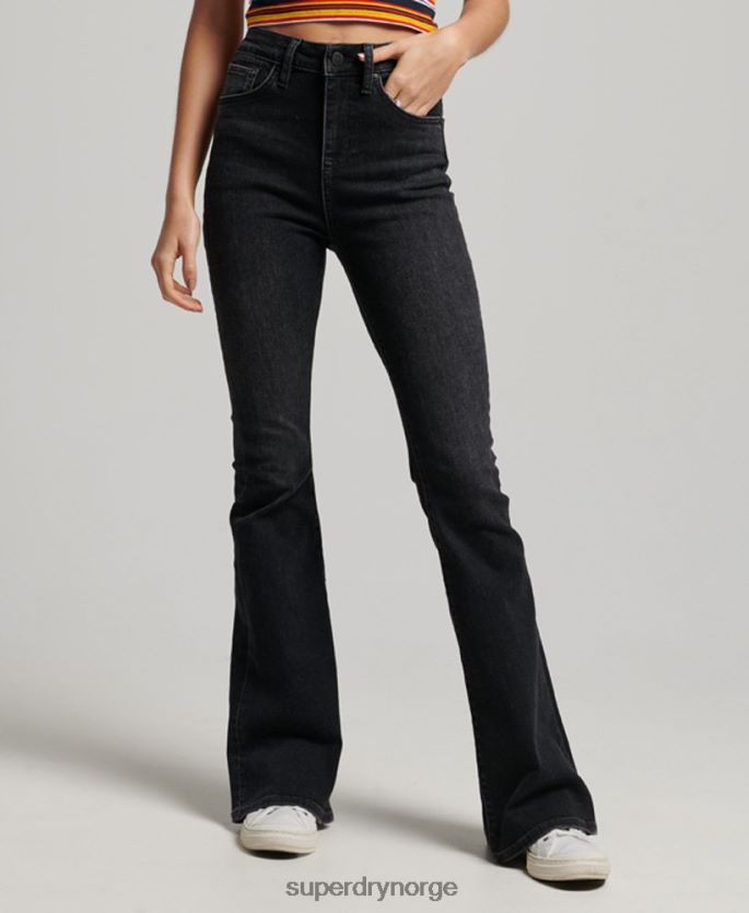 Superdry mørk grå klær 86P46D3867 skinny flare jeans med høy midje i økologisk bomull kvinner