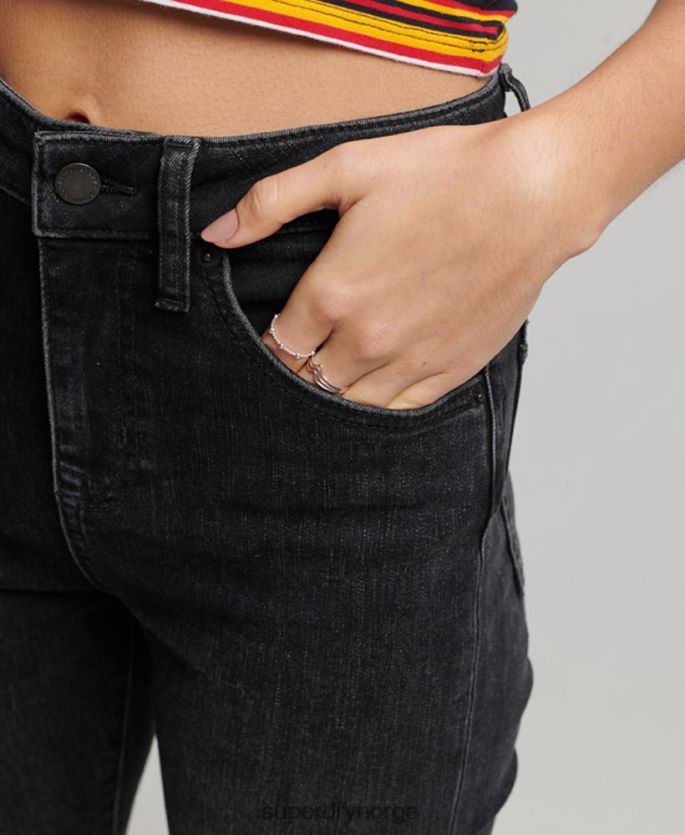Superdry mørk grå klær 86P46D3867 skinny flare jeans med høy midje i økologisk bomull kvinner