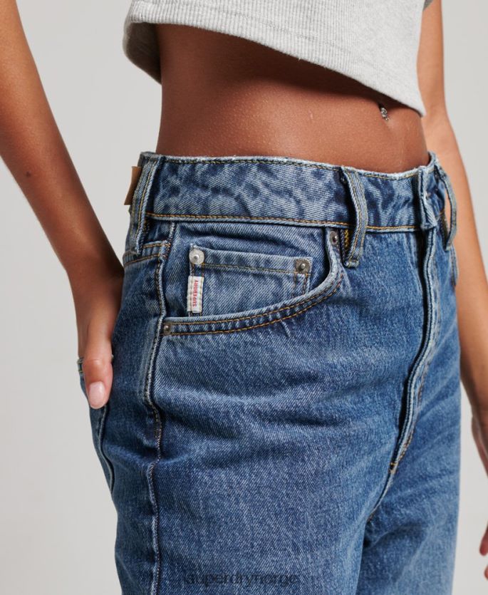 Superdry mørke blå klær 86P46D3875 jeans med brede ben i økologisk bomull kvinner
