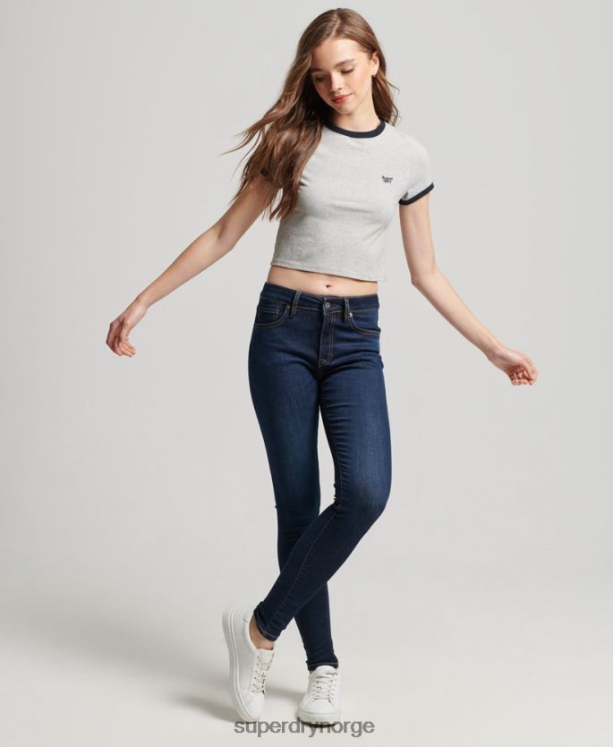 Superdry mørke blå klær 86P46D3877 organisk bomull vintage mellomhøye skinny-jeans kvinner