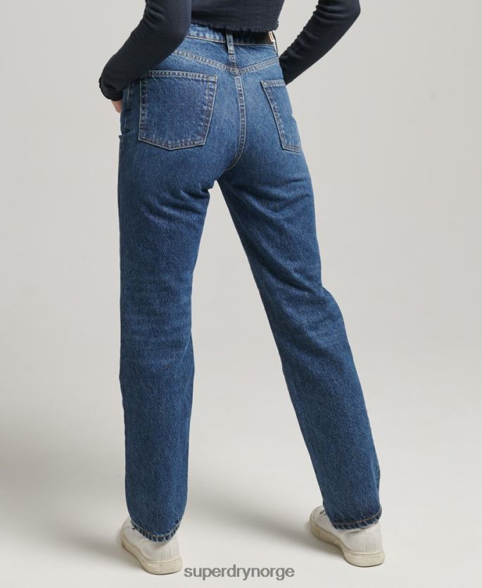 Superdry mørke blå klær 86P46D3892 rette jeans i økologisk bomull kvinner