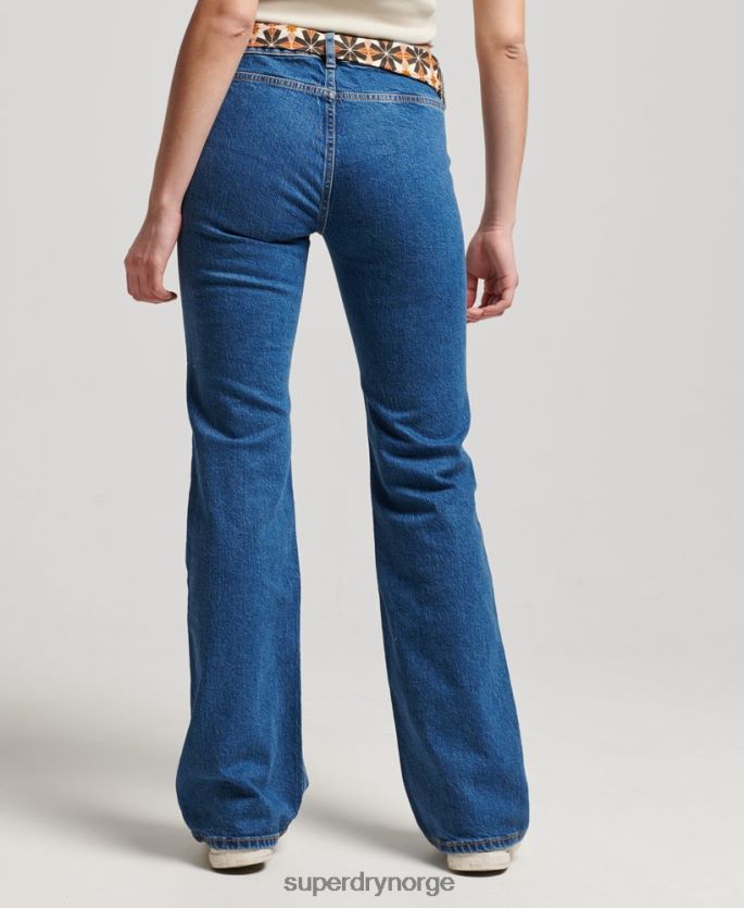Superdry mørke blå klær 86P46D3893 økologisk bomull vintage lavvekst slim flare jeans kvinner