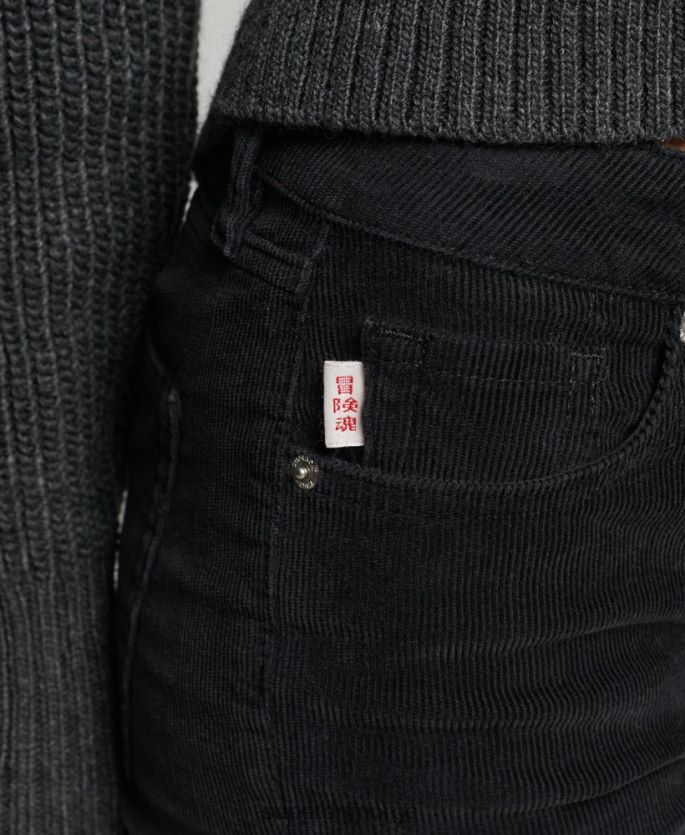 Superdry svart klær 86P46D2311 middels høye jeans med slim cord kvinner