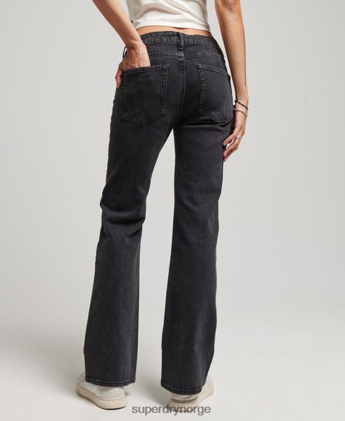 Superdry svart klær 86P46D3876 slim flare jeans i økologisk bomull med middels høyde kvinner