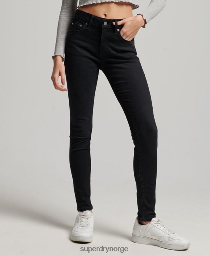Superdry svart klær 86P46D3882 organisk bomull vintage mellomhøye skinny-jeans kvinner