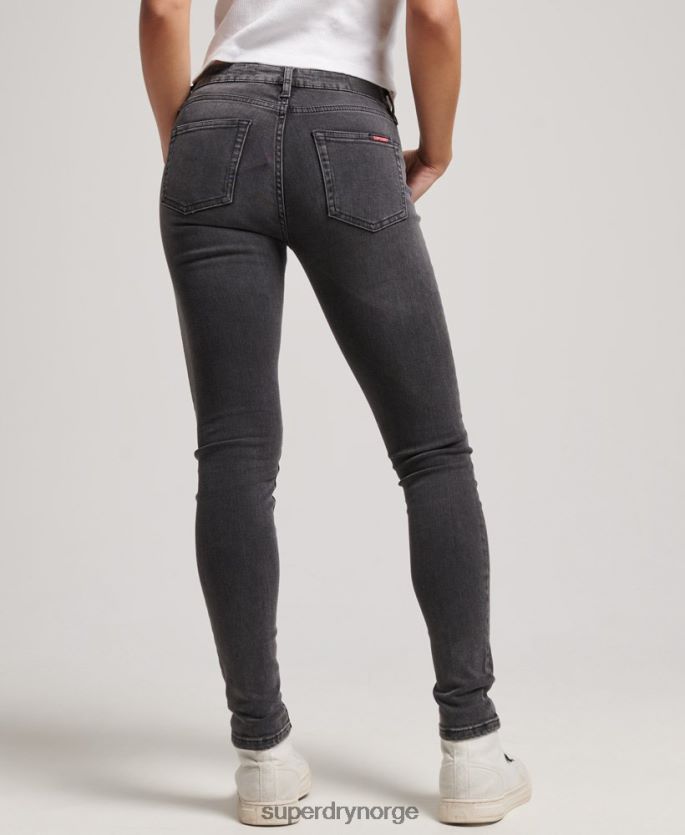 Superdry svart klær 86P46D3885 organisk bomull vintage mellomhøye skinny-jeans kvinner