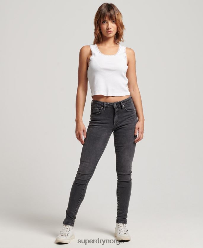 Superdry svart klær 86P46D3885 organisk bomull vintage mellomhøye skinny-jeans kvinner
