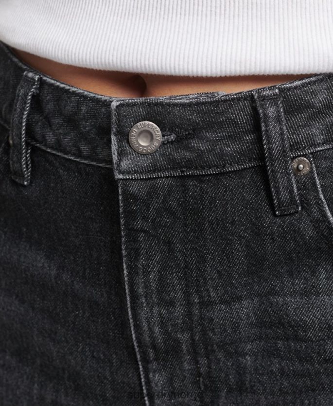 Superdry svart klær 86P46D3886 jeans med brede ben i økologisk bomull kvinner