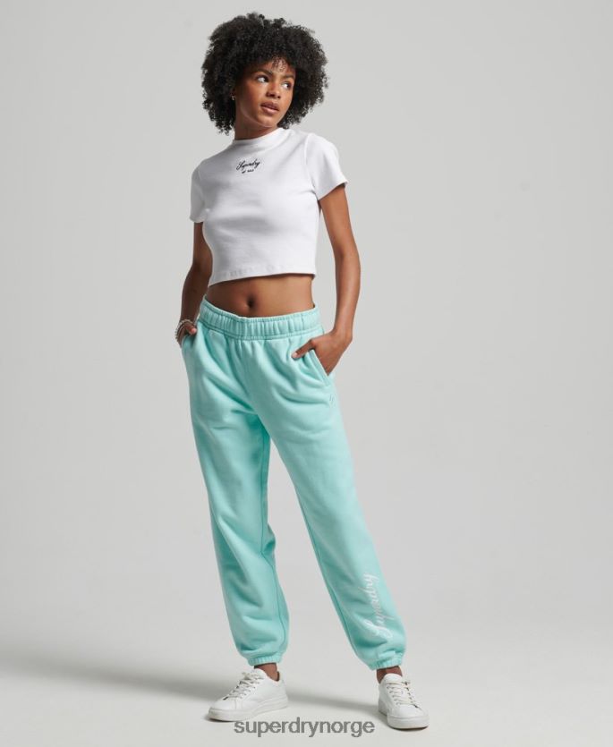 Superdry blå klær 86P46D6591 manus grafiske kjæreste joggere kvinner