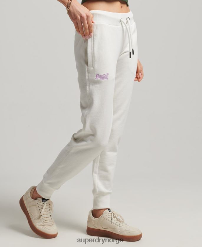 Superdry hvit klær 86P46D2308 vintage logobroderte joggebukser kvinner