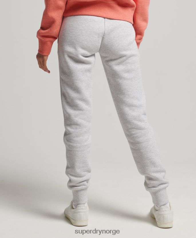 Superdry lysegrå klær 86P46D3924 vintage logobroderte joggebukser i økologisk bomull kvinner