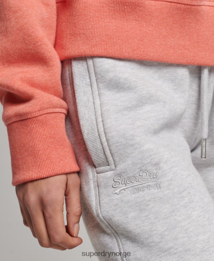 Superdry lysegrå klær 86P46D3924 vintage logobroderte joggebukser i økologisk bomull kvinner