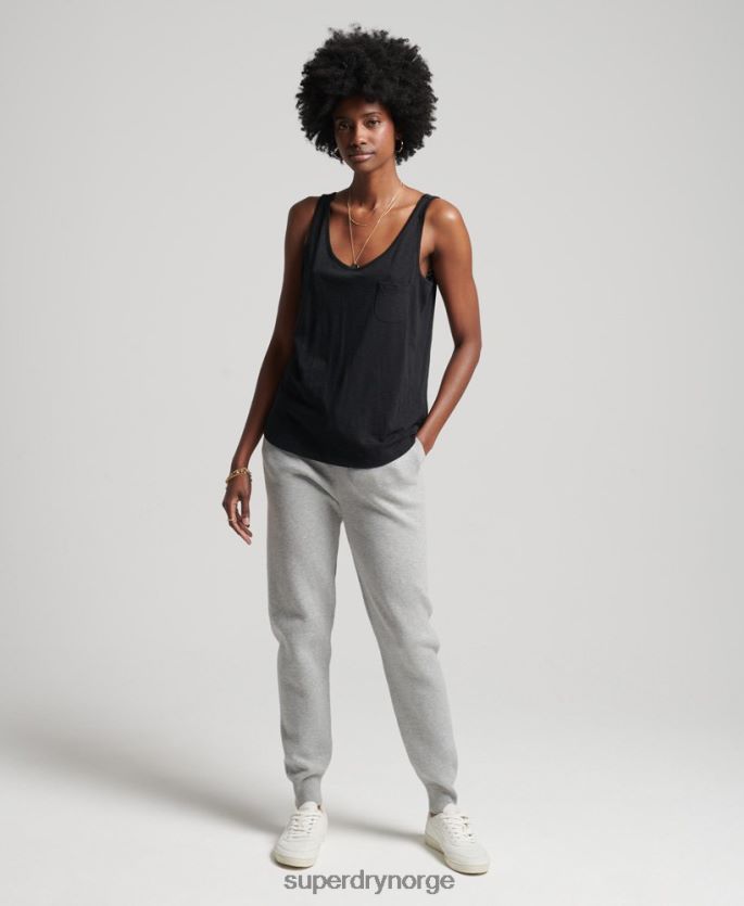 Superdry lysegrå klær 86P46D6663 essensielle joggebukser i økologisk bomull kvinner