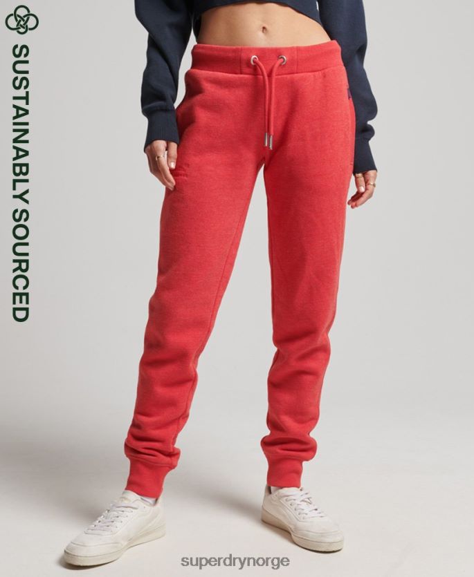 Superdry rød klær 86P46D6579 vintage logobroderte joggebukser i økologisk bomull kvinner