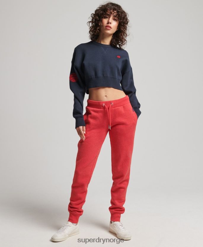 Superdry rød klær 86P46D6579 vintage logobroderte joggebukser i økologisk bomull kvinner