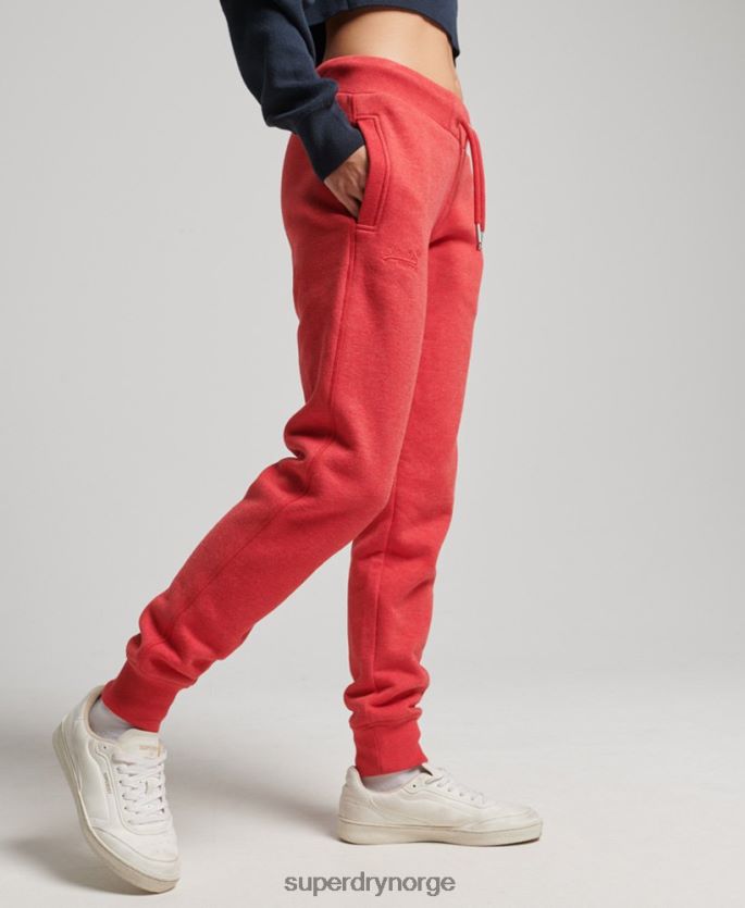 Superdry rød klær 86P46D6579 vintage logobroderte joggebukser i økologisk bomull kvinner