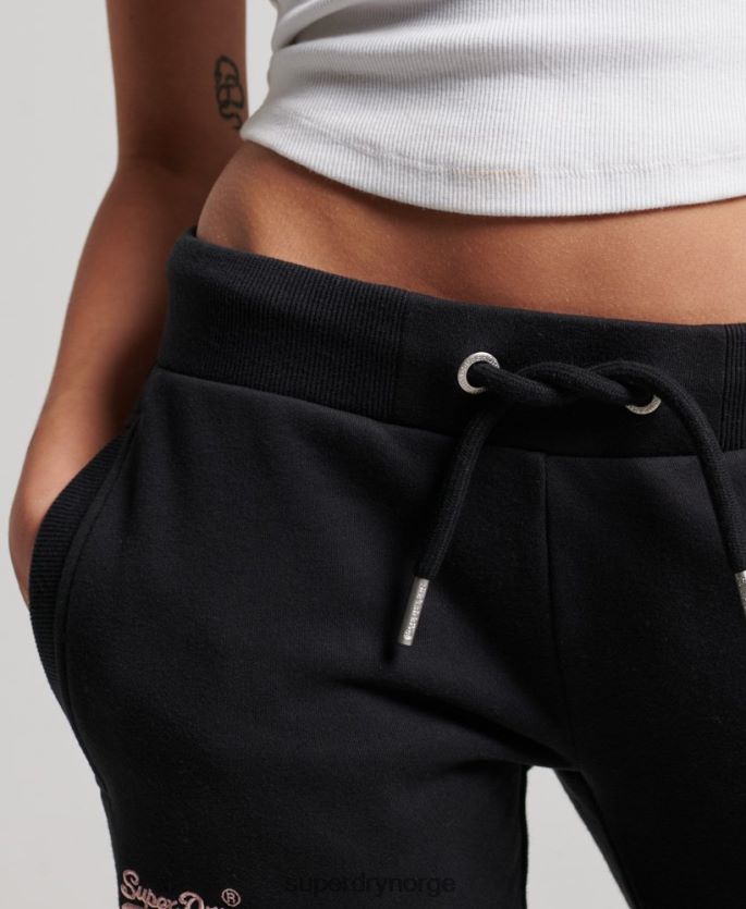 Superdry svart klær 86P46D3903 vintage logobroderte joggebukser kvinner