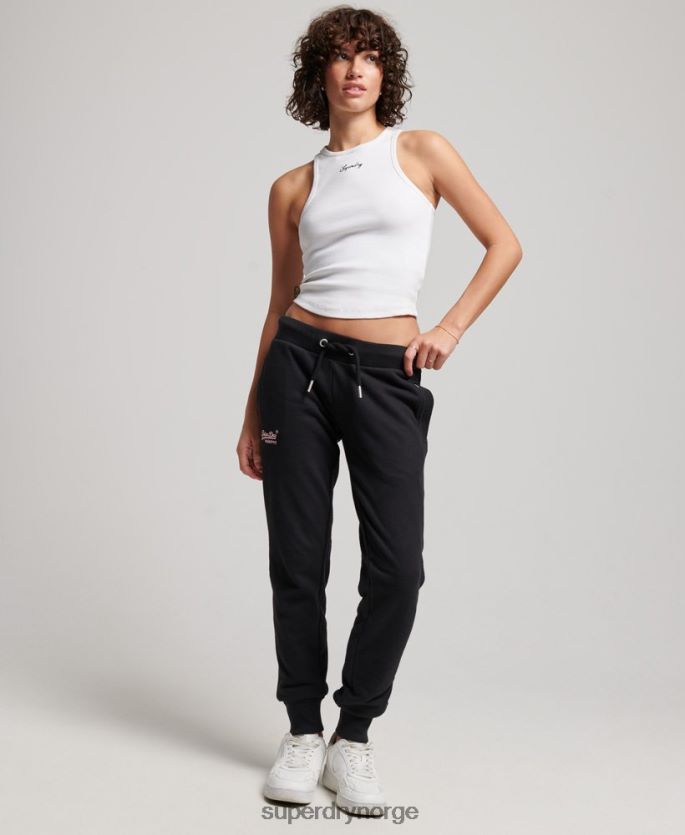 Superdry svart klær 86P46D3903 vintage logobroderte joggebukser kvinner