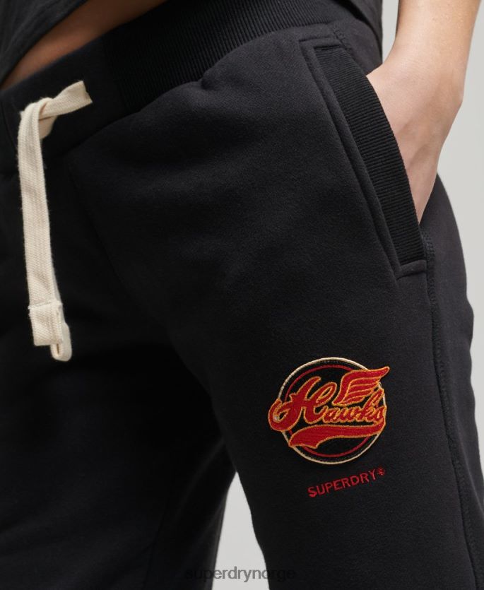 Superdry svart klær 86P46D6571 vintage kollegiale joggere kvinner