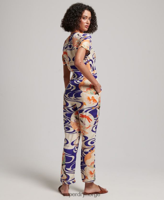 Superdry blå klær 86P46D2169 vintage vevd jumpsuit kvinner