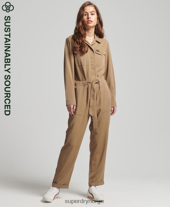 Superdry brun klær 86P46D2295 vintage tencel vevd kjeledress kvinner