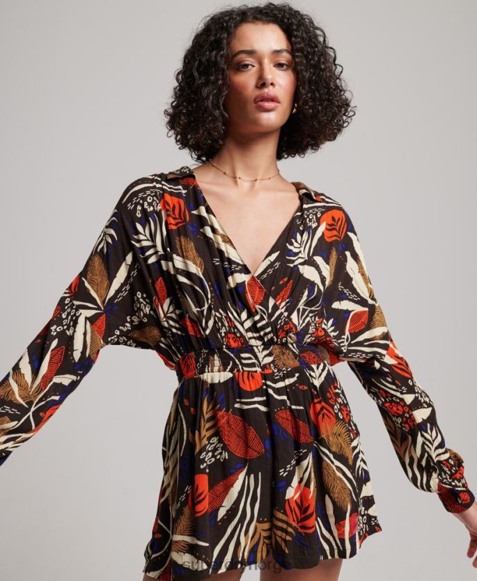 Superdry brun klær 86P46D4095 vintage strand lekedress kvinner