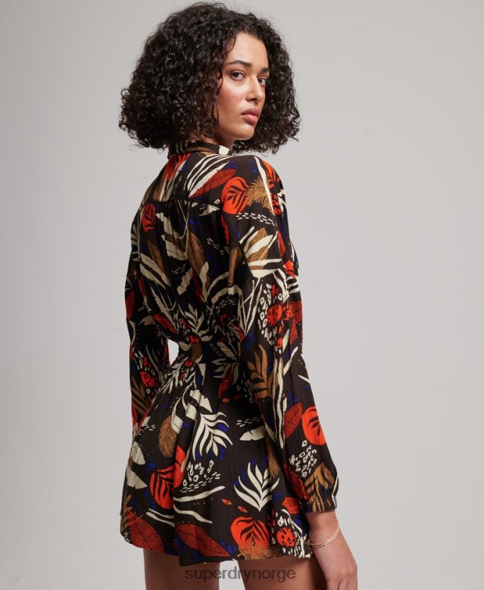 Superdry brun klær 86P46D4095 vintage strand lekedress kvinner