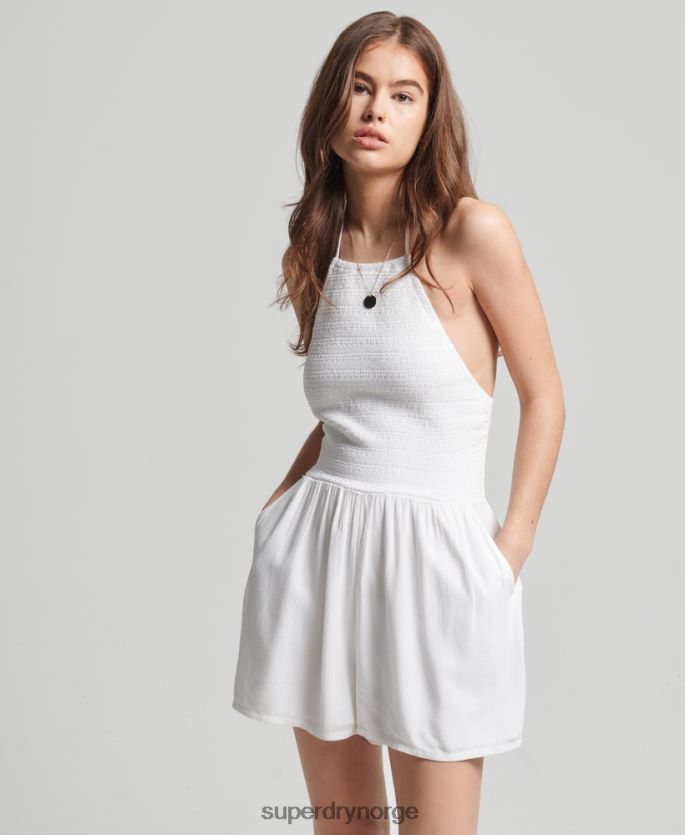 Superdry hvit klær 86P46D4101 vintage smocked halter neck lekedress kvinner