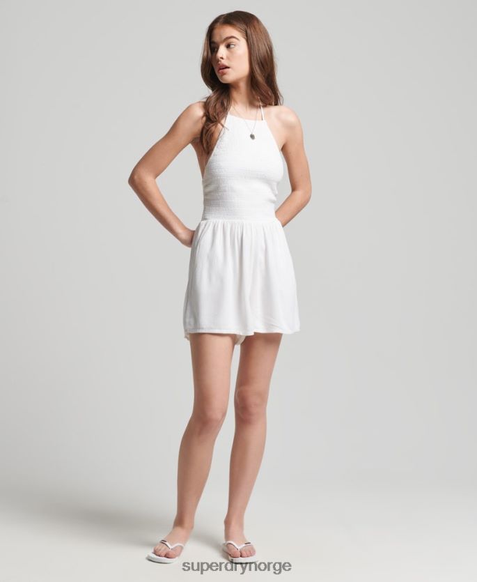 Superdry hvit klær 86P46D4101 vintage smocked halter neck lekedress kvinner