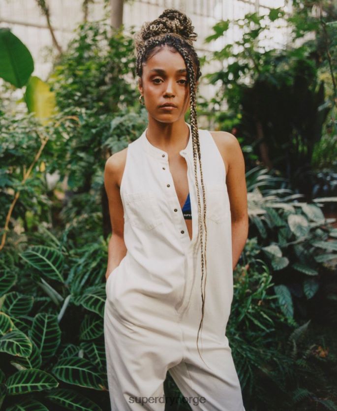 Superdry hvit klær 86P46D4105 tencel ermeløs jumpsuit kvinner