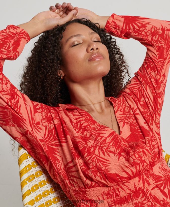 Superdry korall klær 86P46D4097 vintage strand lekedress kvinner