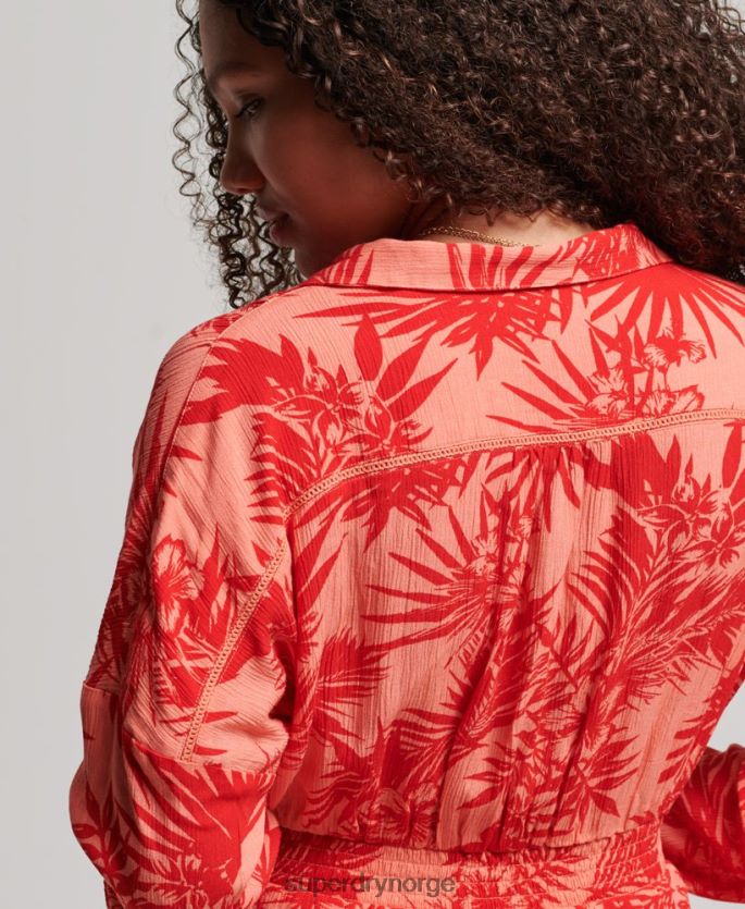 Superdry korall klær 86P46D4097 vintage strand lekedress kvinner