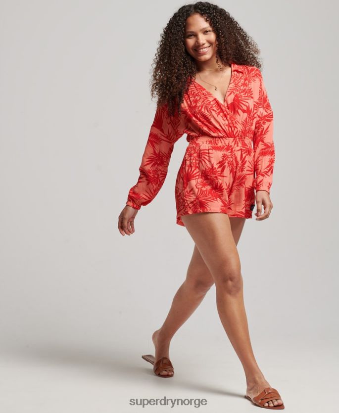 Superdry korall klær 86P46D4097 vintage strand lekedress kvinner